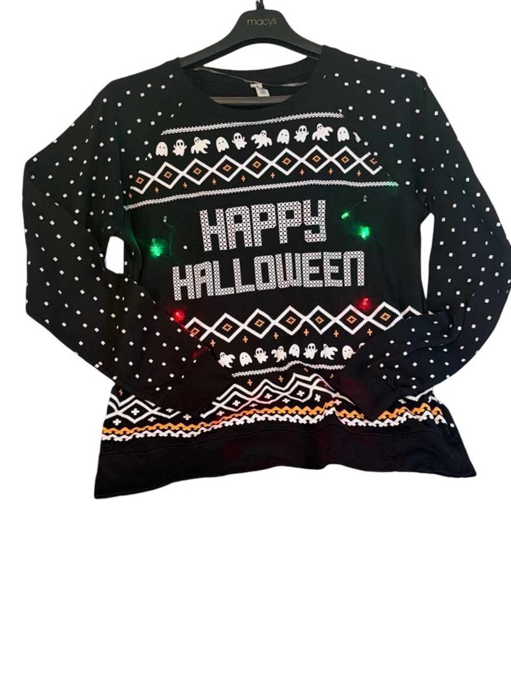 Happy Halloween Light Up Ghost Print Sweatshirt XXL/2XG 19